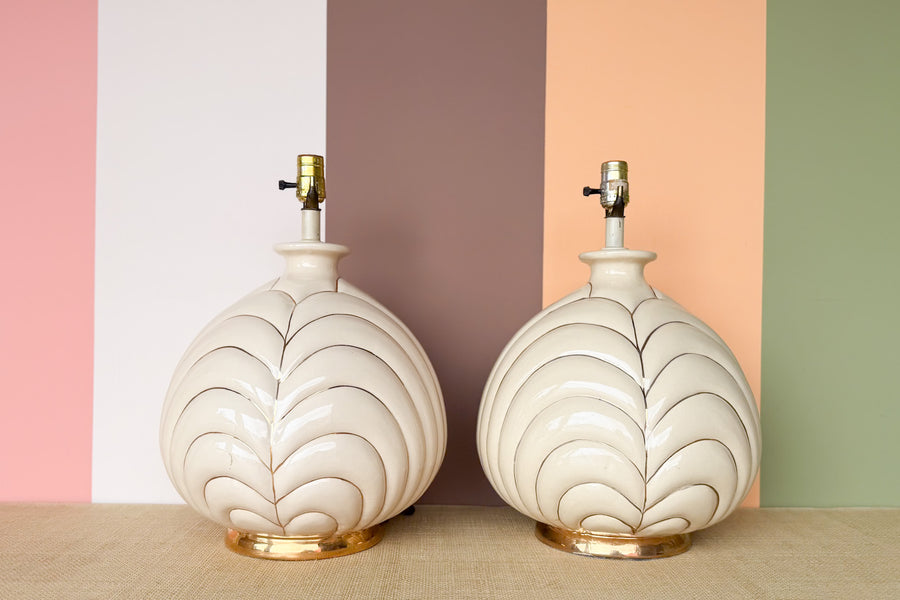 80's Chic Cream and Gold Lamps