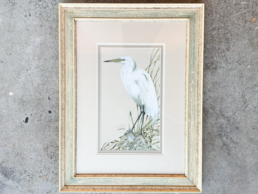Pair of Old Florida Heron Original Signed Art