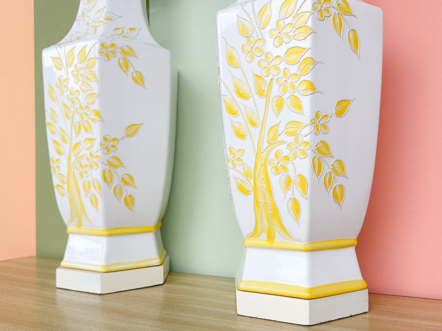 Pair of Floral Yellow Icing Lamps