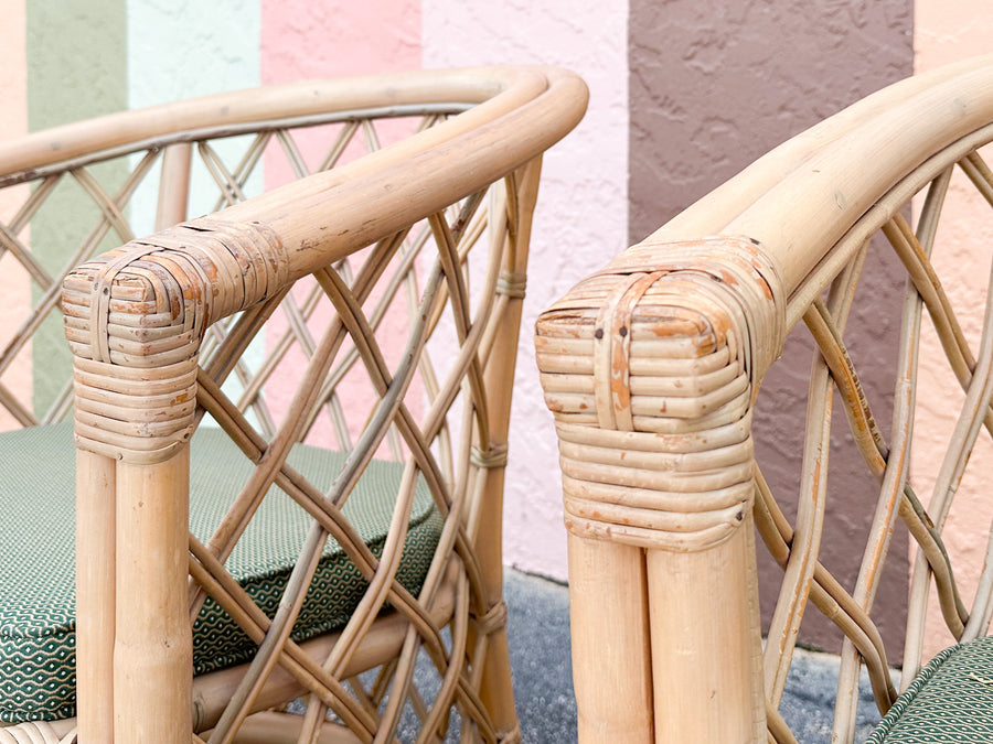Pair of Ficks Reed Rattan Barrel Chairs