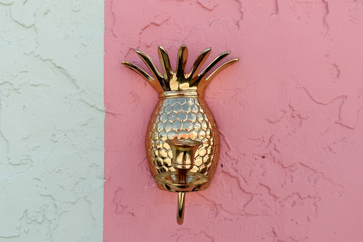 Pair of Brass Pineapple Candle Holders