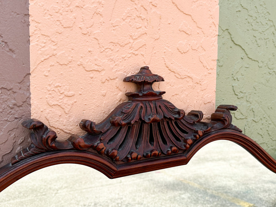 Chinoiserie Chic Wood Carved Pagoda Mirror