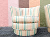 Pair of Cute Striped Upholstered Swivel Chairs