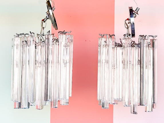 Pair of Murano Prism Glass Chandeliers