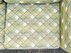 Pink and Green Plaid Upholstered Sofa