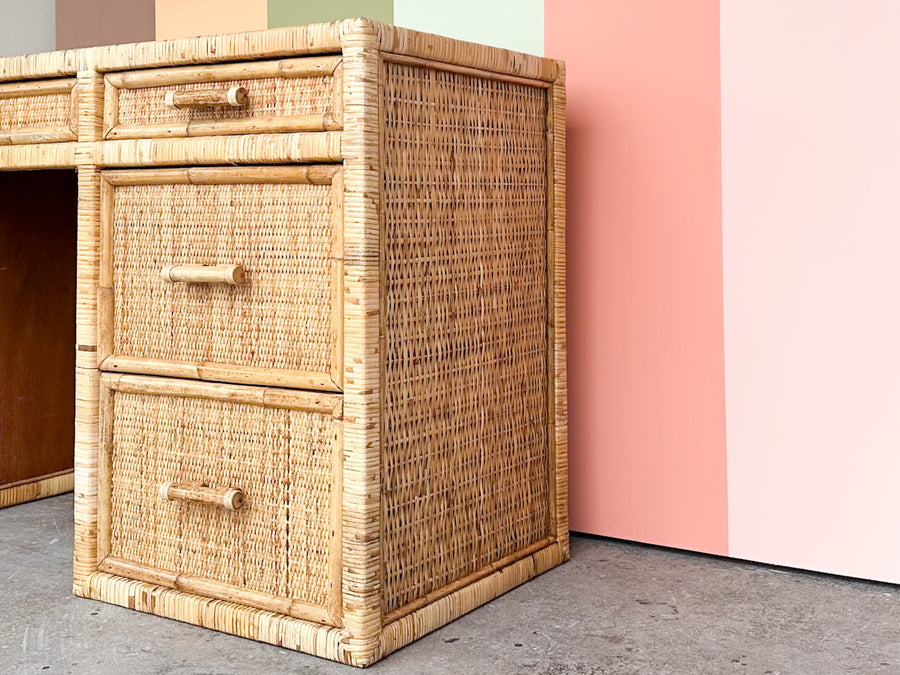 Coastal Rattan Wrapped Desk