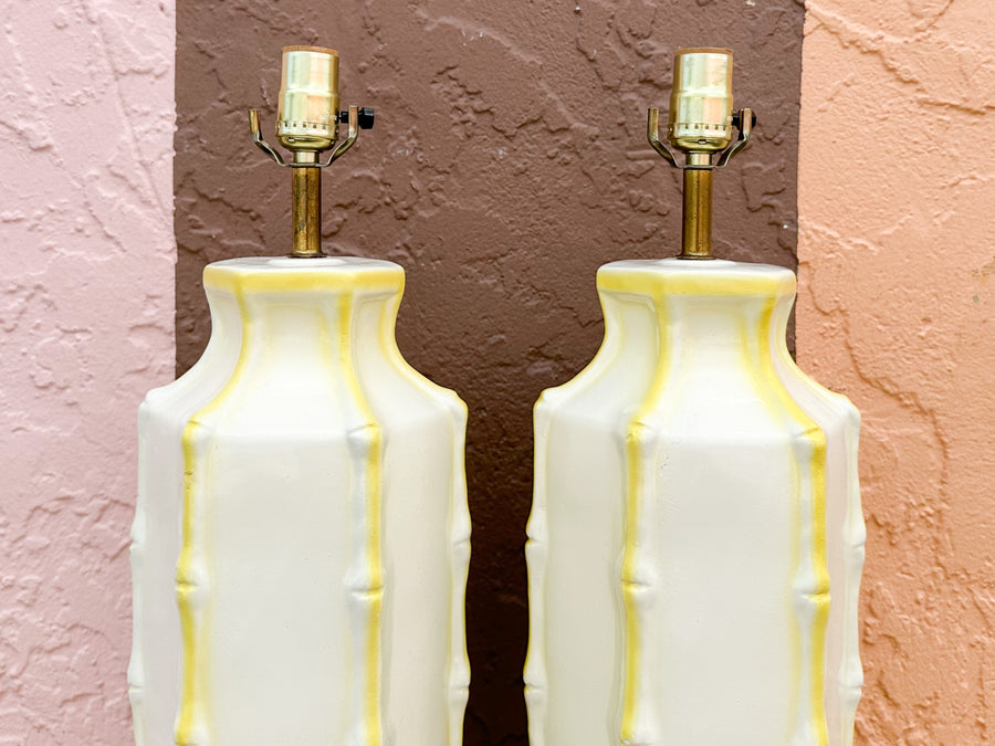 Pair of Palm Beach Faux Bamboo Lamps