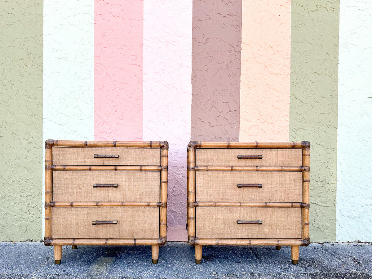 Pair of Modern Oversized Island Chic Nightstands
