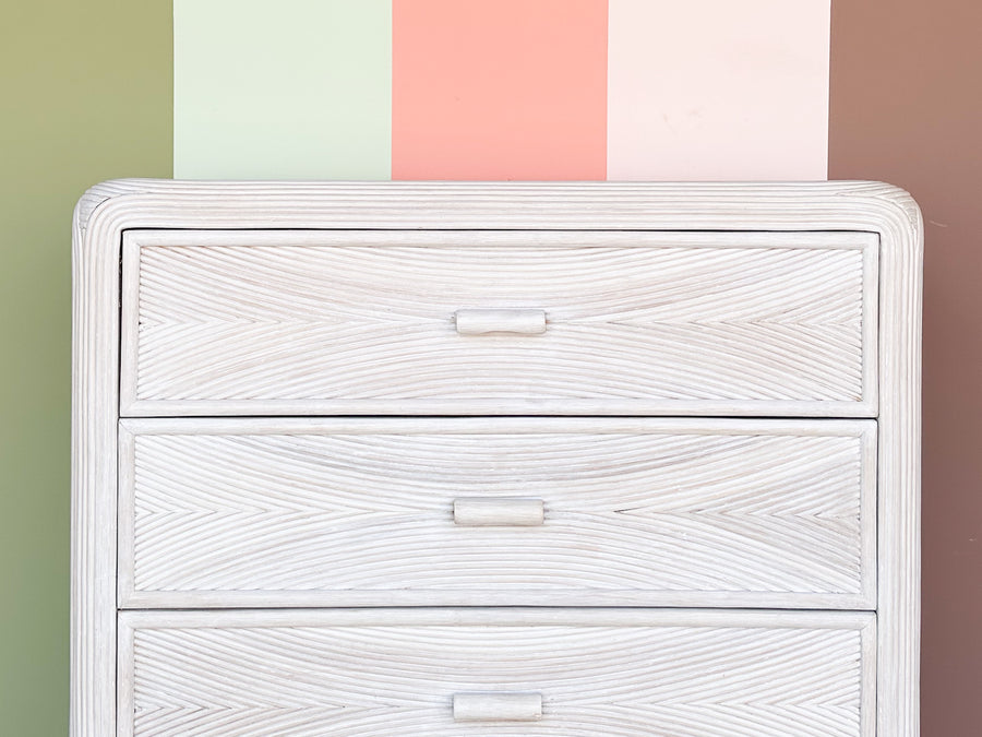 Coastal Cool Pencil Reed Rattan Tall Chest