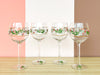 Set of Four Hand Painted Holly Stemware