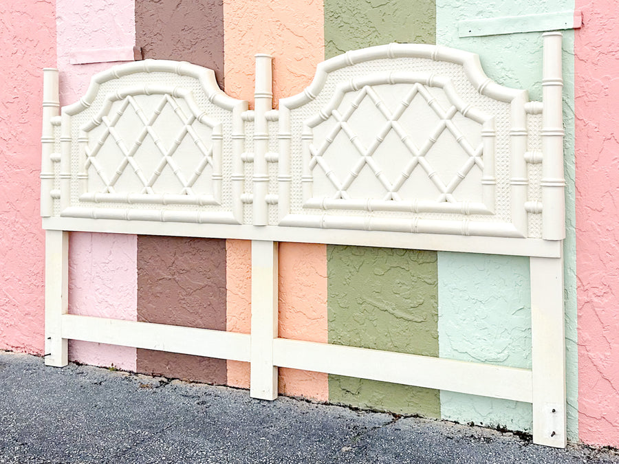 Cane and Faux Bamboo King Headboard
