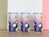 Set of Six Culver Blue and Orange Flower Glasses