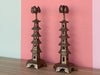 Pair of Brass Pagoda Candlesticks
