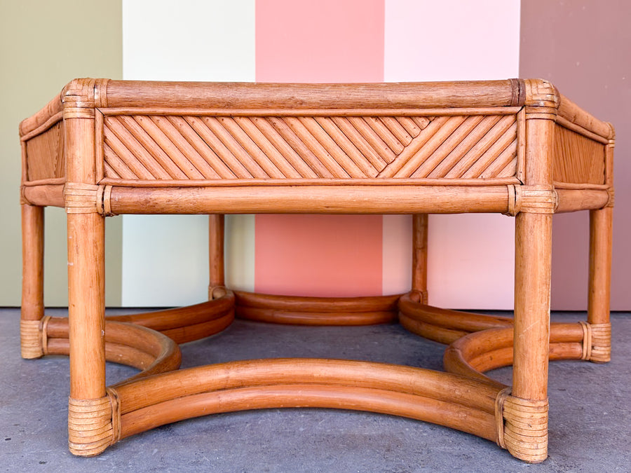 Brown Jordan Pencil Reed Rattan Coffee Table