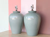 Pair of Seafoam Crackle Ginger Jar Lamps