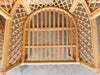 Pair of High Back Rattan Lattice Chairs