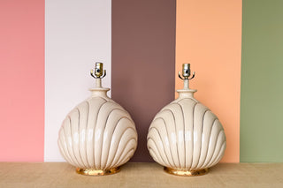 80's Chic Cream and Gold Lamps