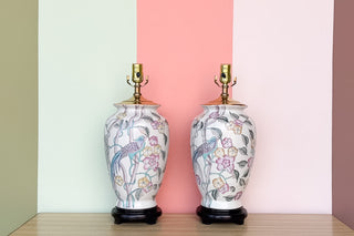 Pair of Colorful Bird Lamps