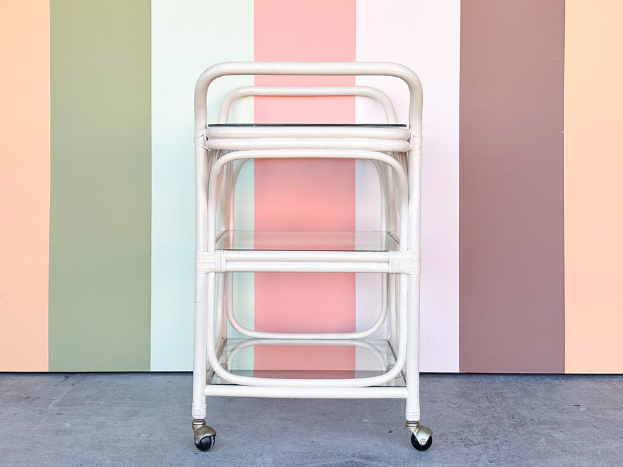 Palm Frond Rattan Bar Cart