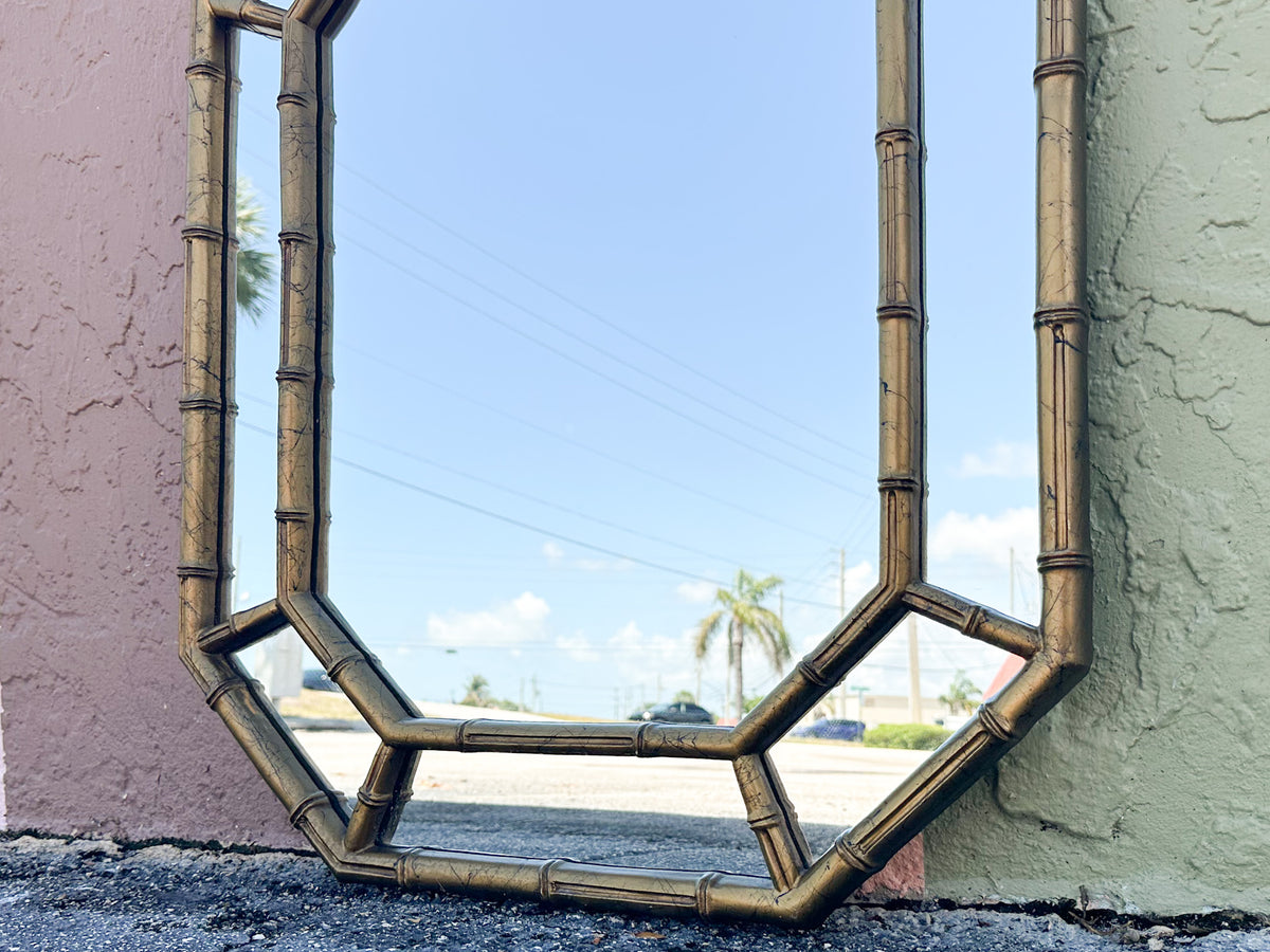 Faux Bamboo Octagon Mirror