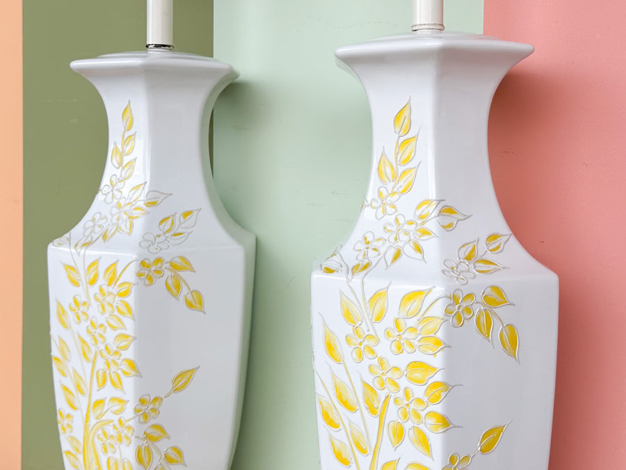 Pair of Floral Yellow Icing Lamps