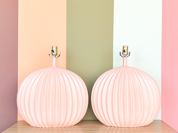 Pair of Peach Chic Plaster Lamps