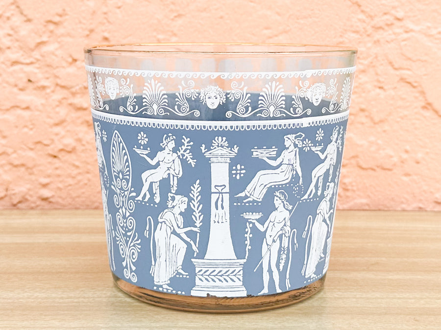 Ancient Greek Ice Bucket and Set of Seven Glasses