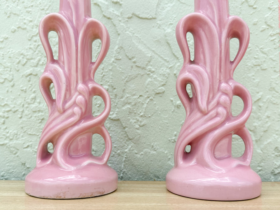 Pair of Pink Chic Art Deco Lamps