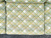 Pink and Green Plaid Upholstered Sofa
