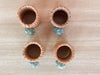 Set of Four Emerald Shell and Rattan Napkin Rings