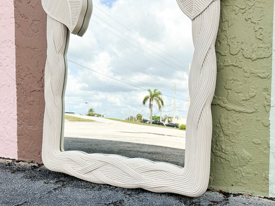 Coastal Chic Pencil Reed Palm Frond Mirror