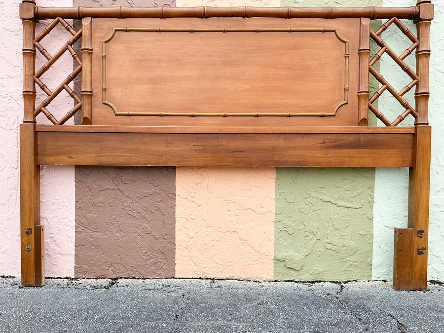 Handsome Faux Bamboo Chippendale Queen Headboard