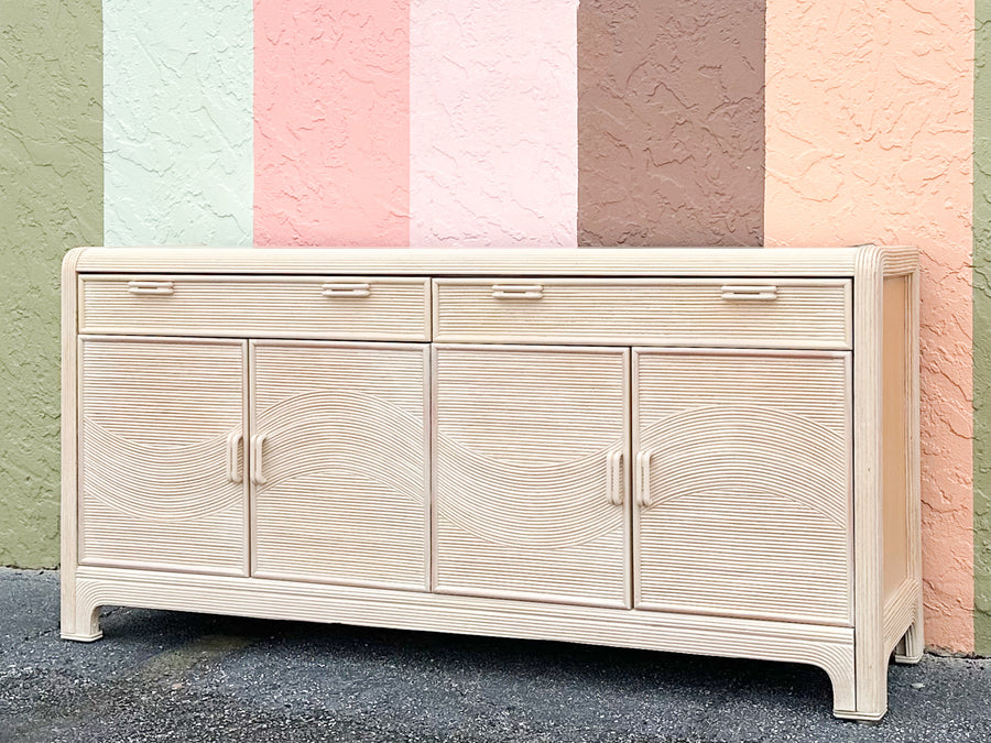 Coastal Pencil Reed Rattan Credenza