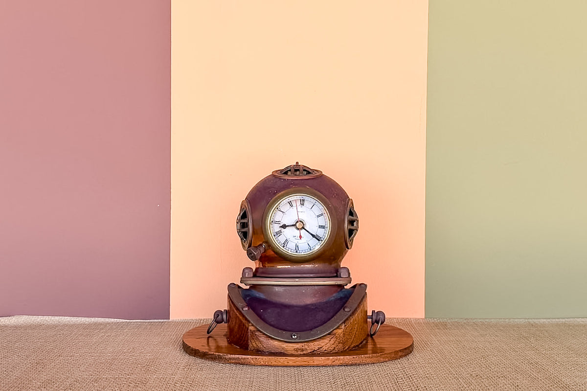 Bronze Dive Helmet Desk Clock