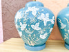 Pair of Robin Egg Blue Floral Icing Lamps