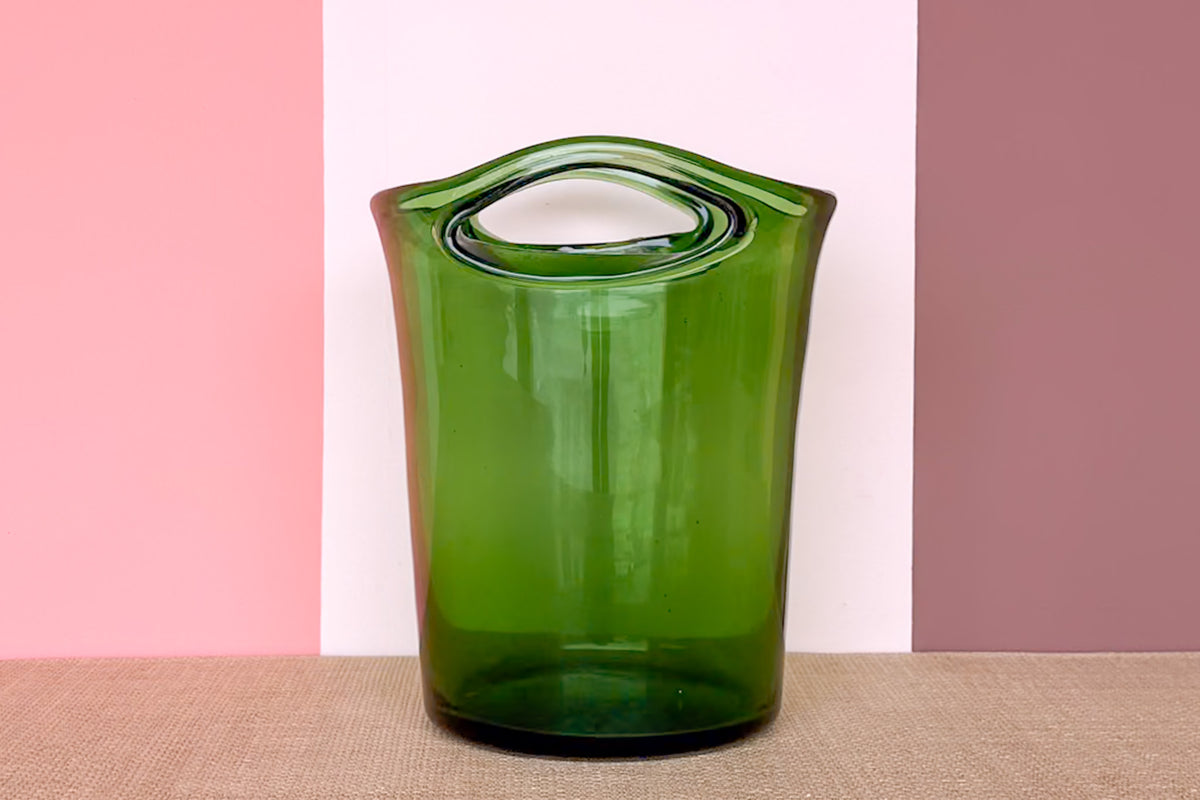 Green Glass Ice Bucket