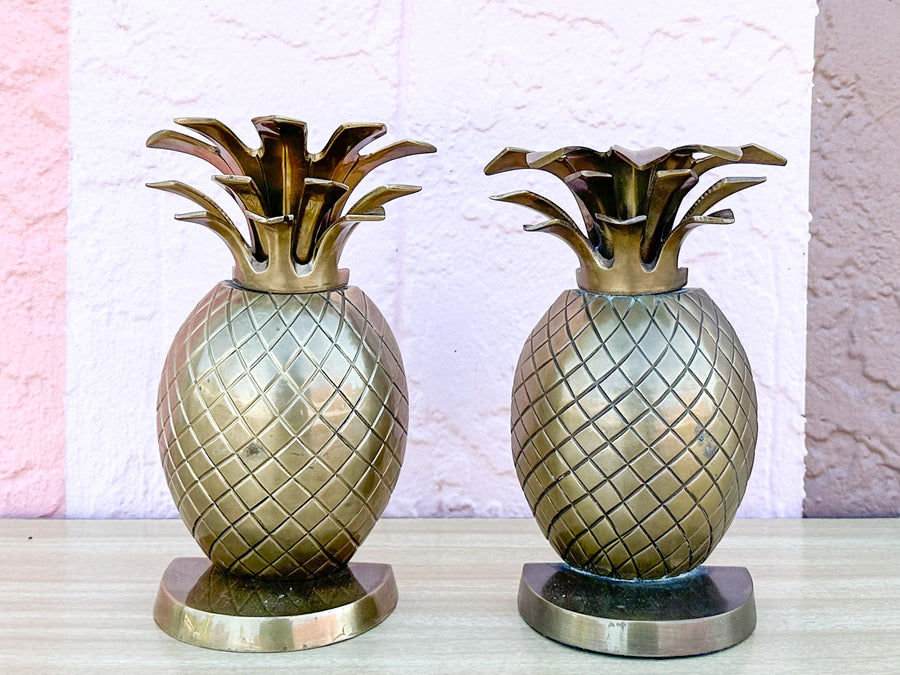 Brass Pineapple Bookends