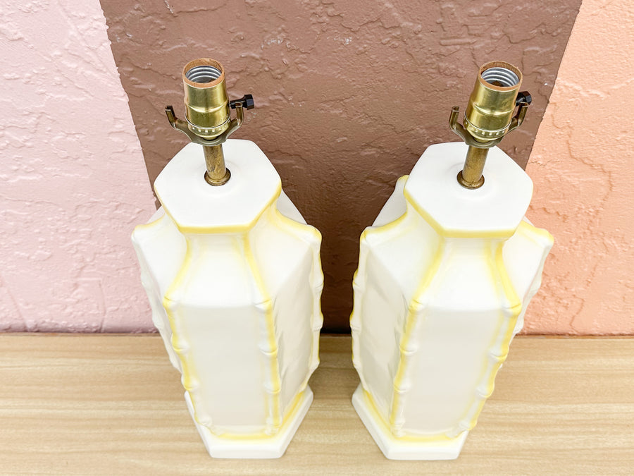 Pair of Palm Beach Faux Bamboo Lamps