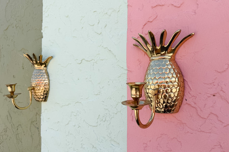 Pair of Brass Pineapple Candle Holders