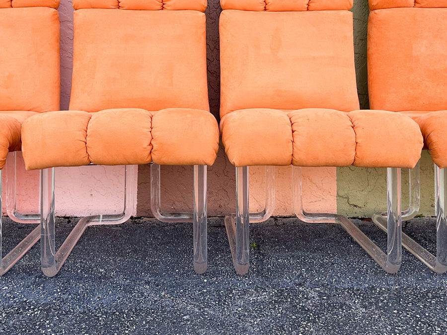 Set of Six Vladimir Kagan Lucite Dining Chairs