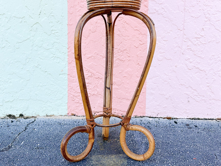 Crespi Style Pencil Reed Rattan Plant Stand