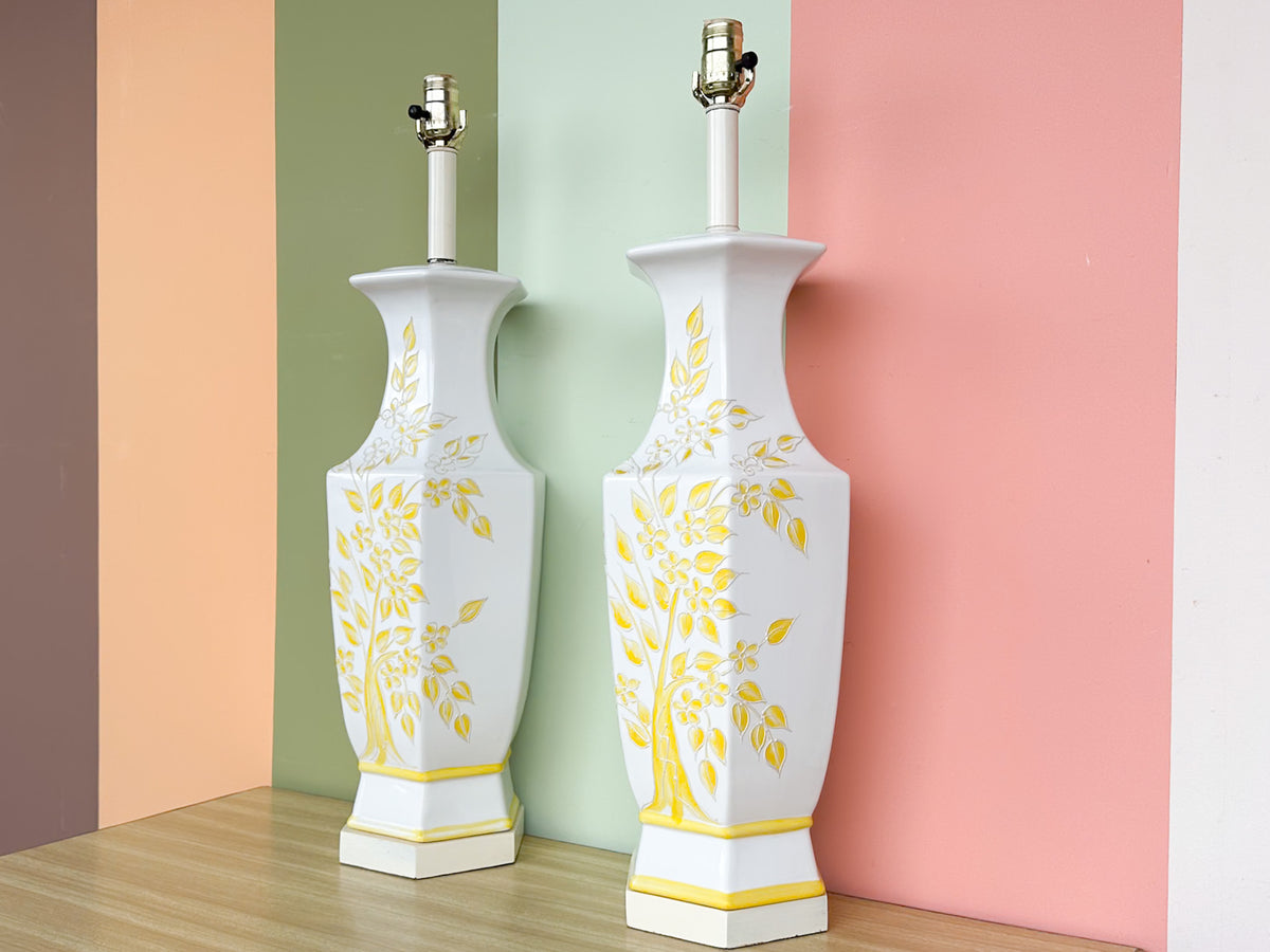 Pair of Floral Yellow Icing Lamps