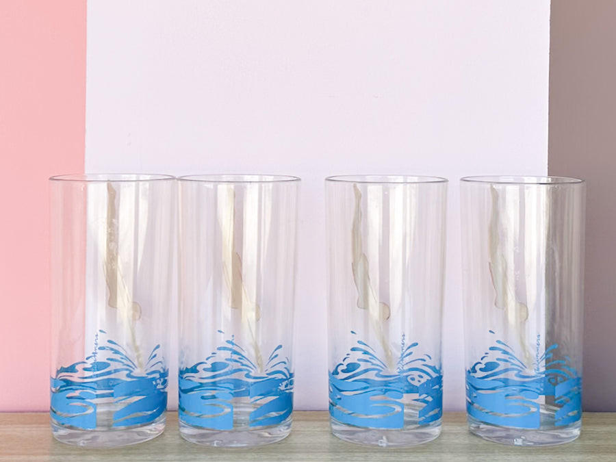 Set of Eight HJ Stotter Swimmer Acrylic Glassware