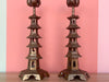 Pair of Brass Pagoda Candlesticks