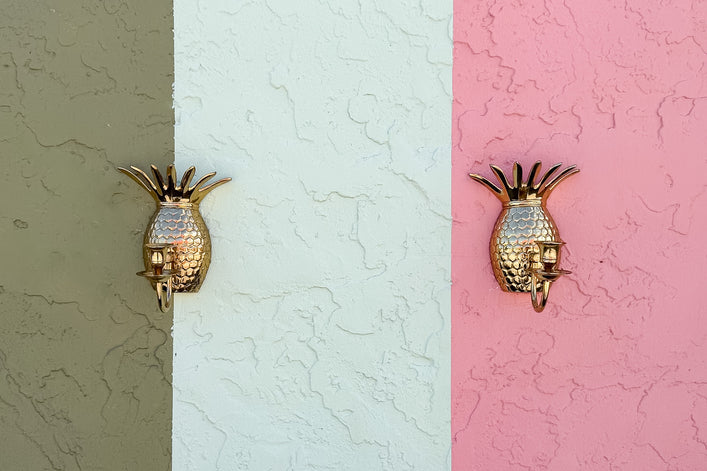 Pair of Brass Pineapple Candle Holders