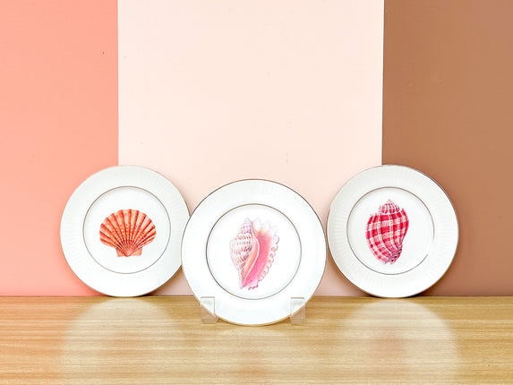 Set of Three Petite Decoupage Shell Plates