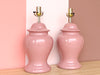 Pair of Pretty Pink Ginger Jar Lamps