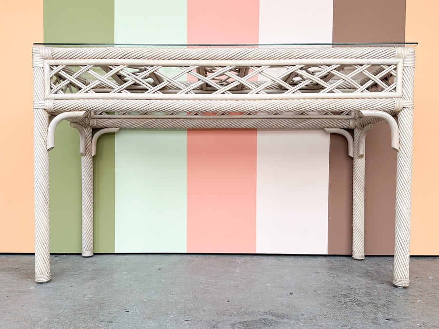 Coastal Twisted Rattan Console