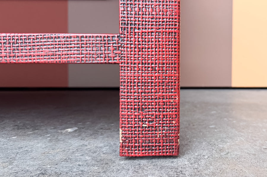 Red Linen Wrapped Coffee Table
