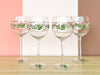 Set of Four Hand Painted Holly Stemware